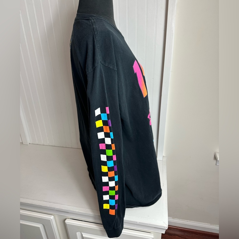 Lisa Frank Black Long Sleeve Tee with Neon Rainbow 1993 Bear Graphic - Picture 8 of 13